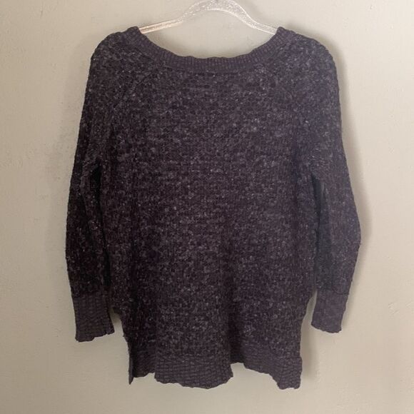 FREE PEOPLE Dark Gray Slub-Knit Wool Blend Sweater Small - Picture 3 of 4